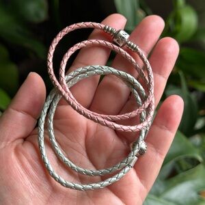 Two Braided Leather Pandora Bracelets